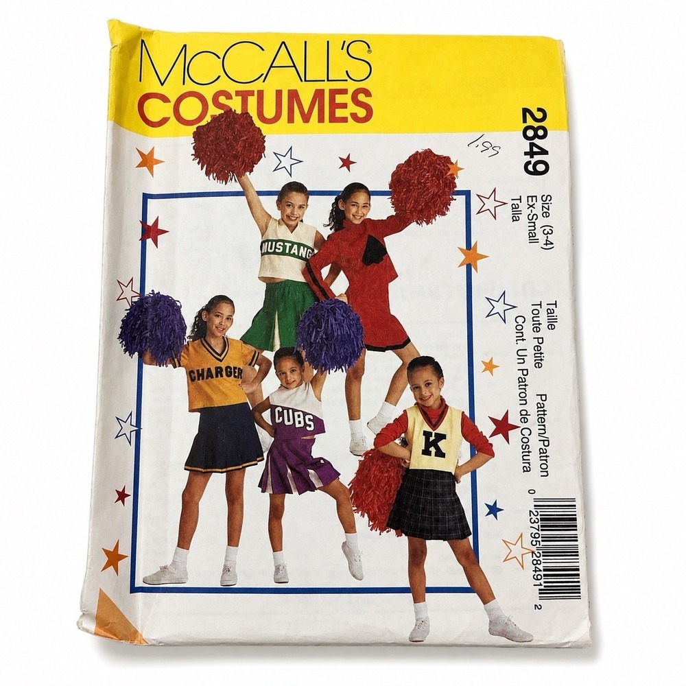 McCALL'S 2849 Cheerleader Costume Pattern SIZE XS 3-4 Vintage Y2K Complete
